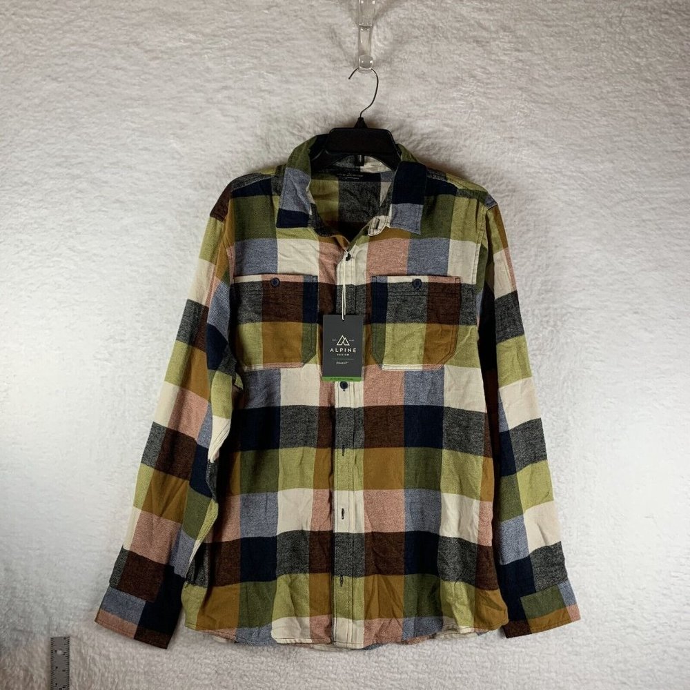 Alpine Design Shirt Men's Large Multicolor Plaid Cotton Flannel Button-Up 7003
